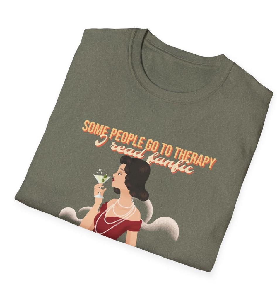 Kpop Fan Shirt, Some People Go to Therapy I Read Fanfic Tee, Funny Fanfiction Merch, Aesthetic Outfit, Unisex Cotton T-Shirt