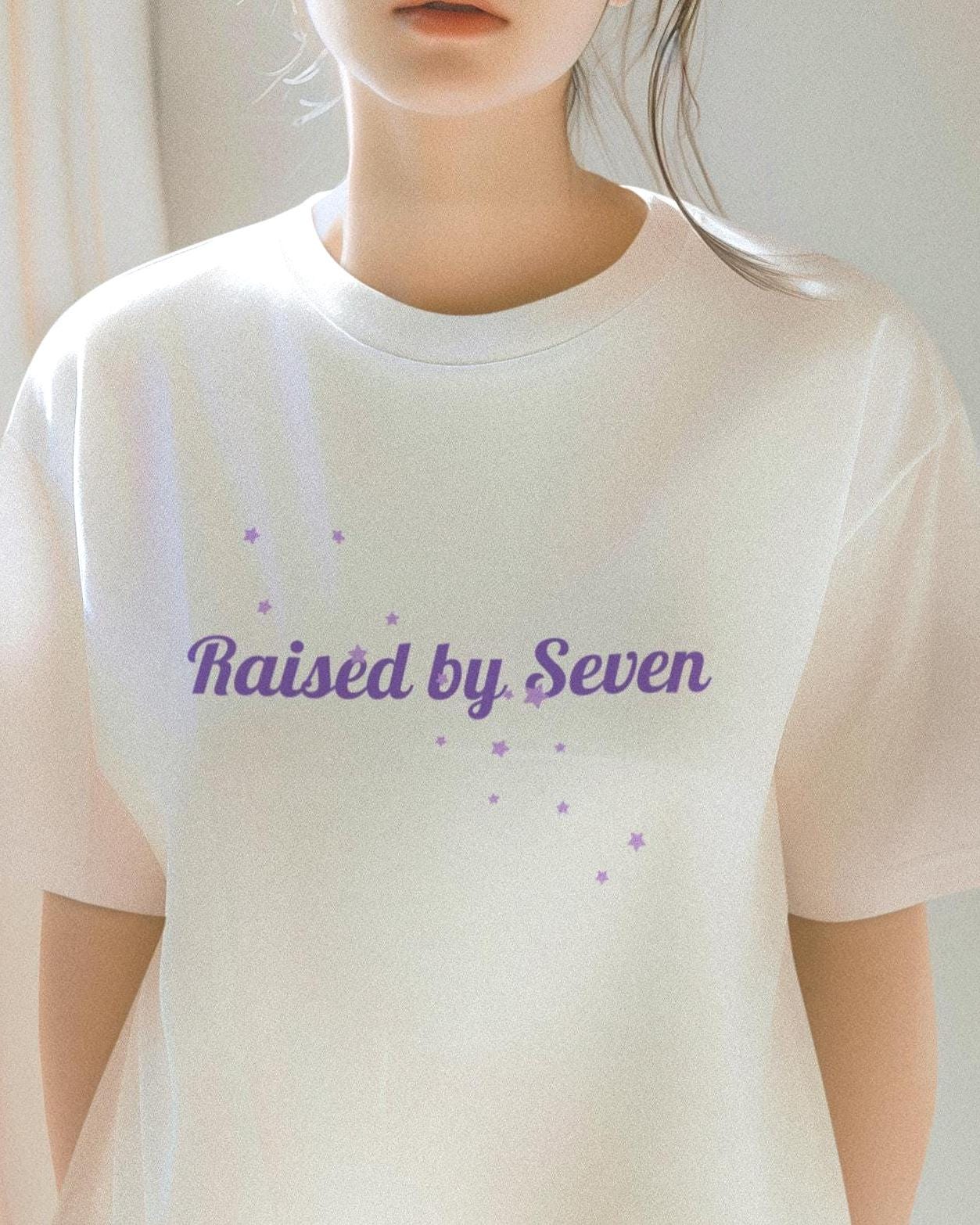 BTS Raised by Seven Shirt, ARMY Fan Tee, Bangtan Inspired Kpop Shirt, BTS Fan Merch, Unisex Cotton T-Shirt