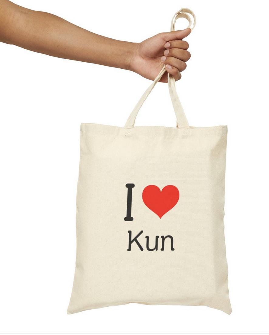 WayV Kpop, I Love Kun Tote, Aesthetic Outfit, Fan Merch, Unisex Cotton Tote Bag