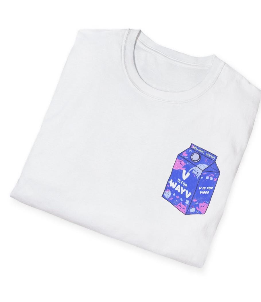 WayV Kpop Shirt, Non Dairy Drama Tee, V Is For WayV Milk Carton Graphic, Funny Fan Merch
