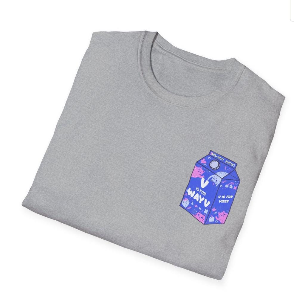WayV Kpop Shirt, Non Dairy Drama Tee, V Is For WayV Milk Carton Graphic, Funny Fan Merch