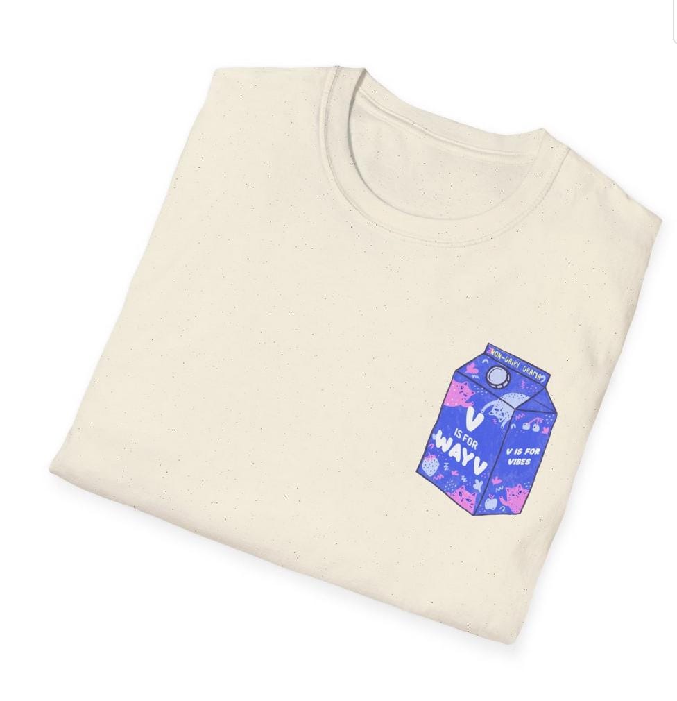 WayV Kpop Shirt, Non Dairy Drama Tee, V Is For WayV Milk Carton Graphic, Funny Fan Merch