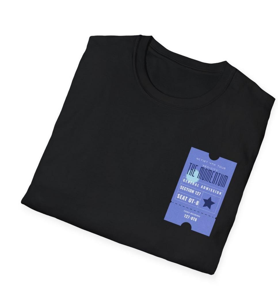 NCT 127 Tour Shirt, Momentum Inspired Ticket Graphic Tee, Kpop Fan Merch, Unisex Cotton T-Shirt