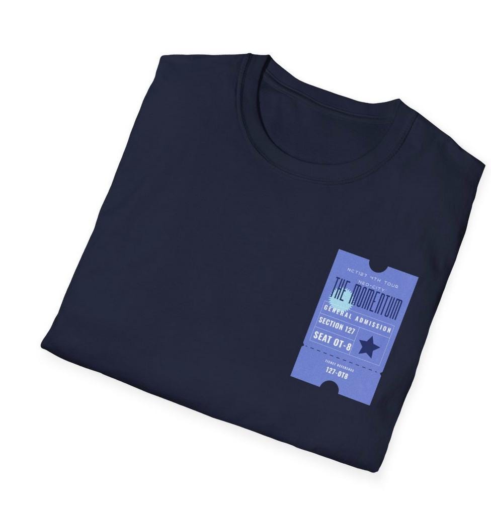 NCT 127 Tour Shirt, Momentum Inspired Ticket Graphic Tee, Kpop Fan Merch, Unisex Cotton T-Shirt