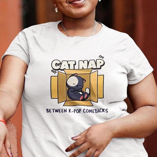 Kpop Cat Shirt, Cat Naps Between Comebacks Tee, Funny Fan Merch, Concert Outfit, Unisex Cotton T-Shirt