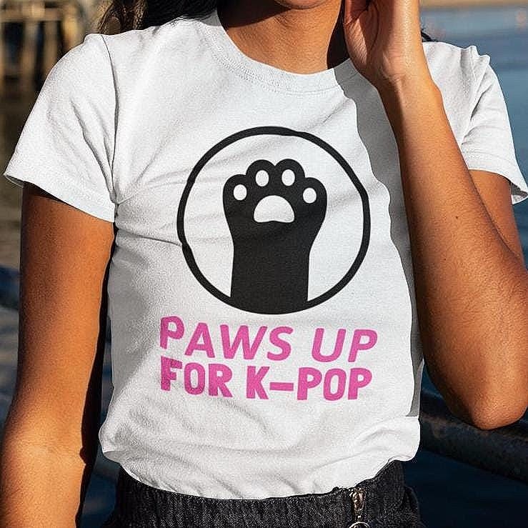 Kpop Shirt, Paws Up for Kpop Tee, Fan Merch, Concert Outfit, Unisex Cotton T-Shirt