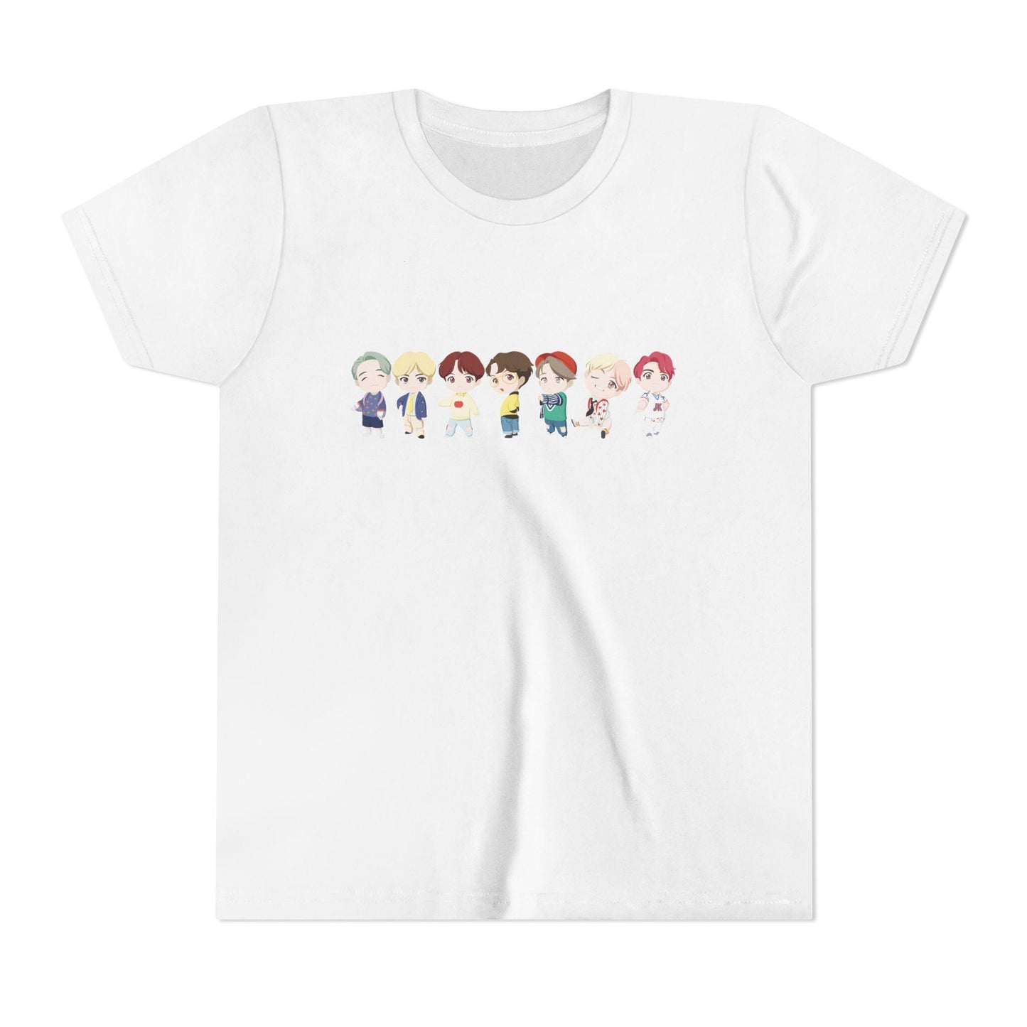 BTS TinyTAN Kids Shirt, Idol Lineup Kpop Tee, Cute Cartoon Characters, Army Youth Fan Shirt