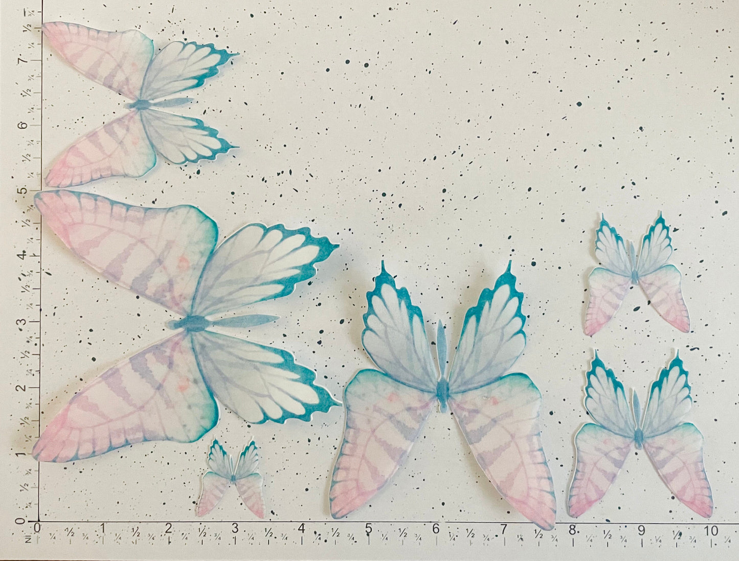 Pink Blue gradient Edible Pre-Cut 3D Wafer Paper Butterflies - Multi-Sized Edible Butterflies