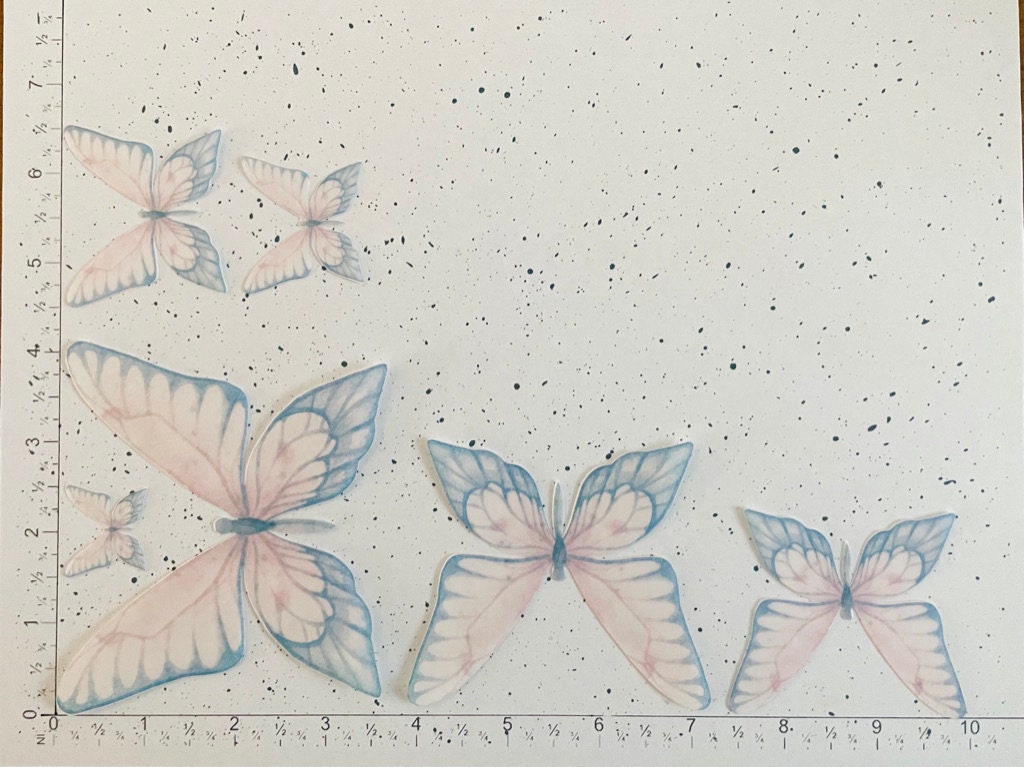 Pink and Grey Edible Pre-Cut 3D Wafer Paper Butterflies - Multi-Sized Edible Butterflies