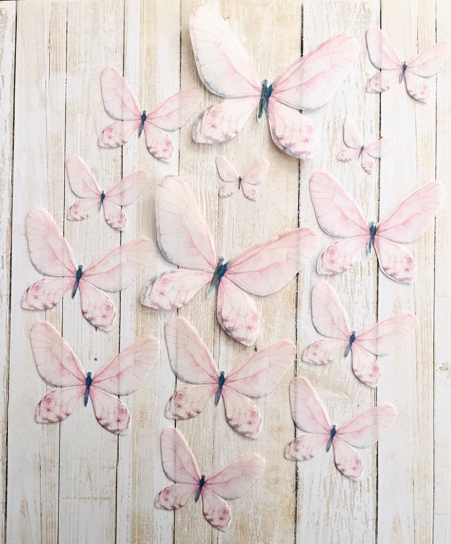 Light Pink Edible Pre-Cut 3D Wafer Paper Butterflies - Multi Sized Edible Butterflies