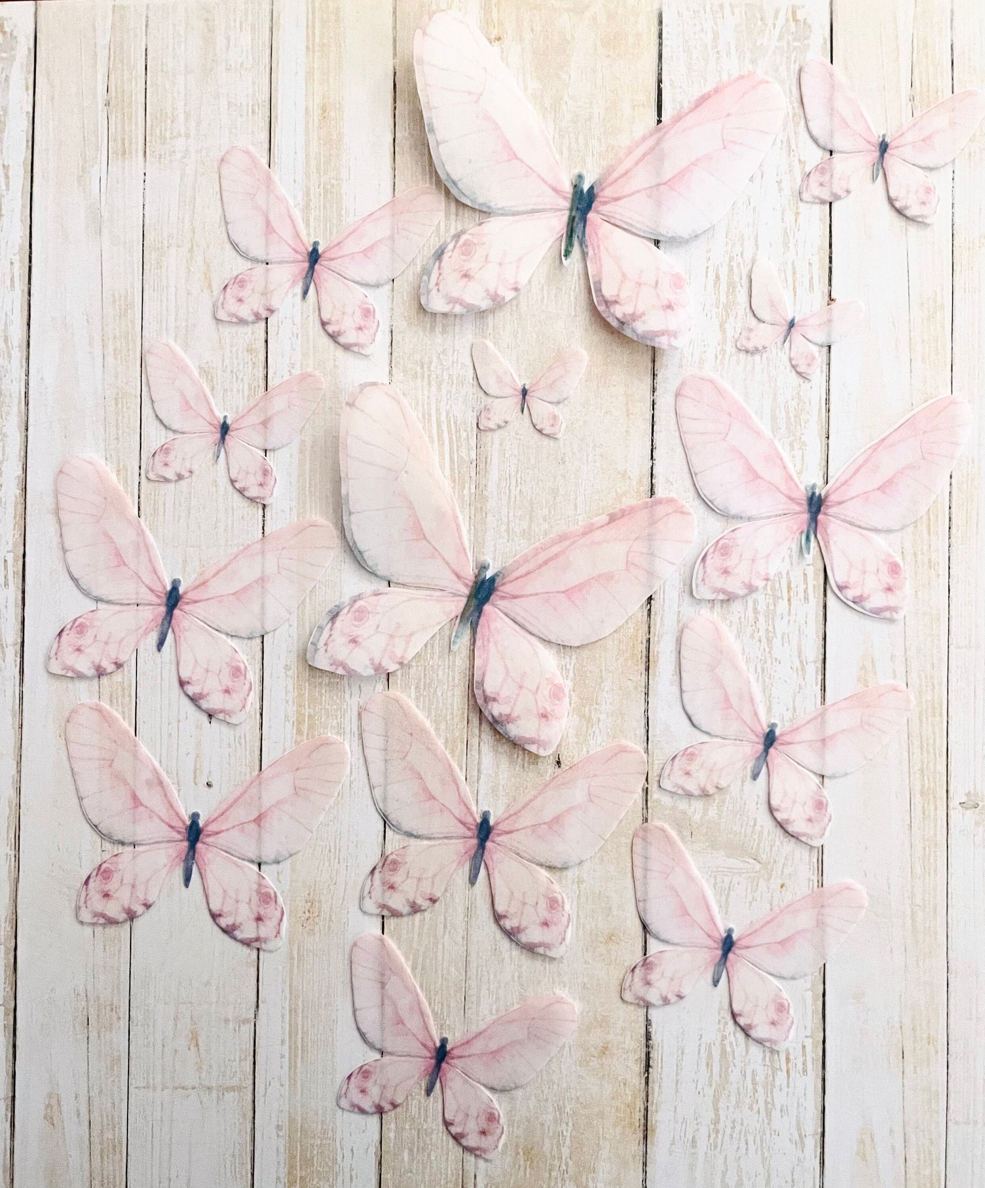 Light Pink Edible Pre-Cut 3D Wafer Paper Butterflies - Multi Sized Edible Butterflies