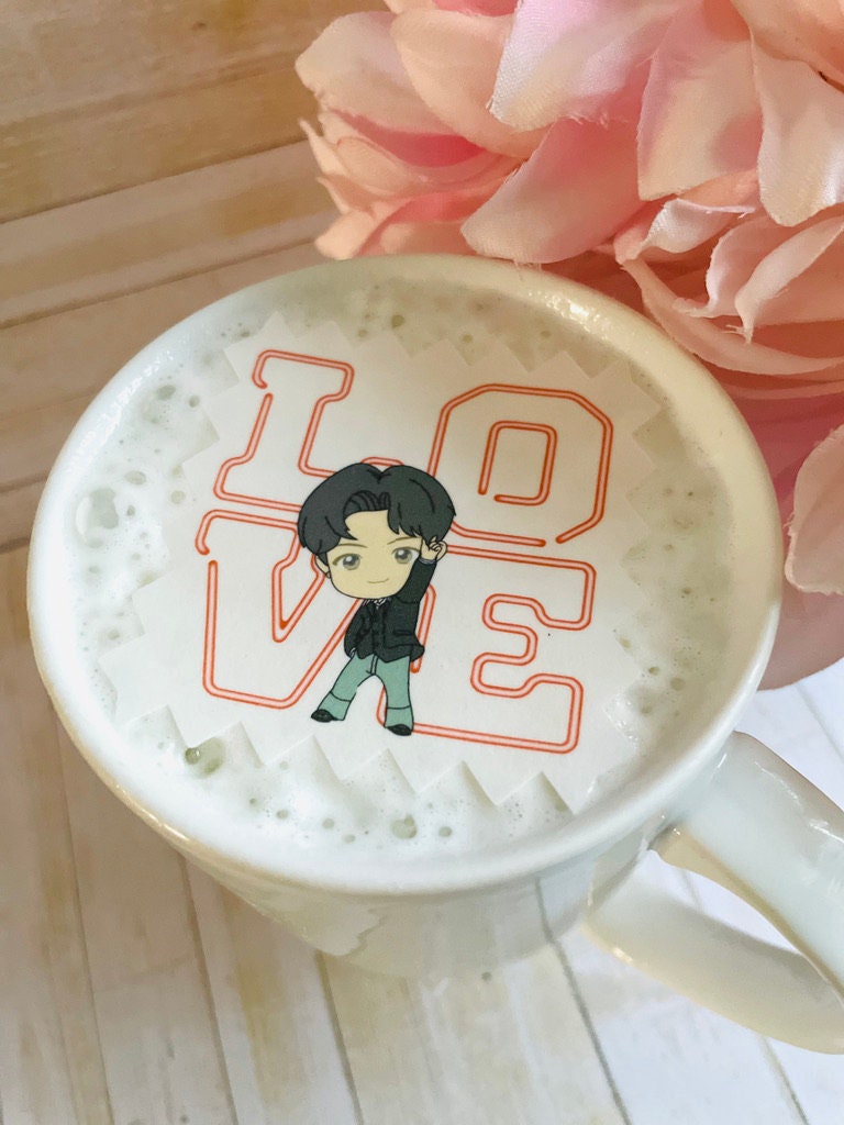 BTS Tiny Tan Love Stamp - Valentine's Day Custom Edible Drink Toppers Confetti for drinks/bakedgoods/marshmallows