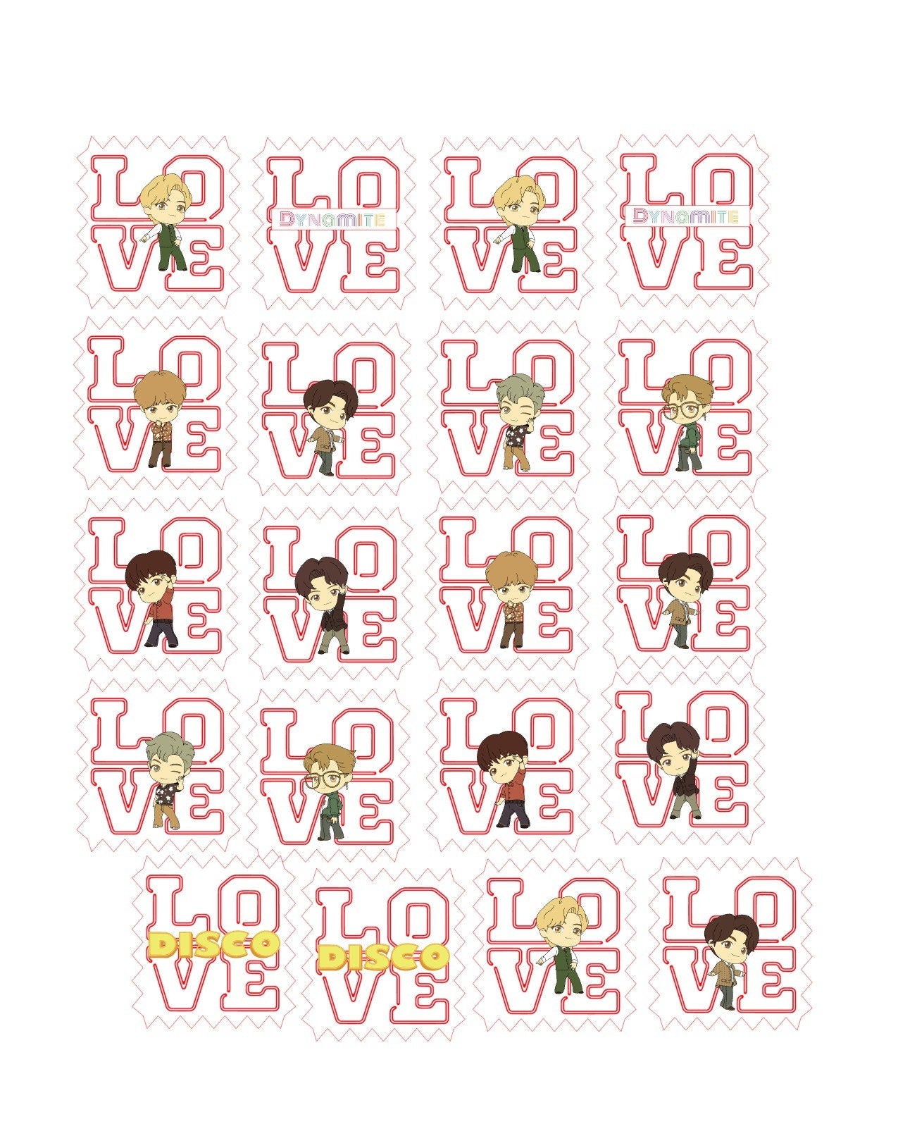 BTS Tiny Tan Love Stamp - Valentine's Day Custom Edible Drink Toppers Confetti for drinks/bakedgoods/marshmallows