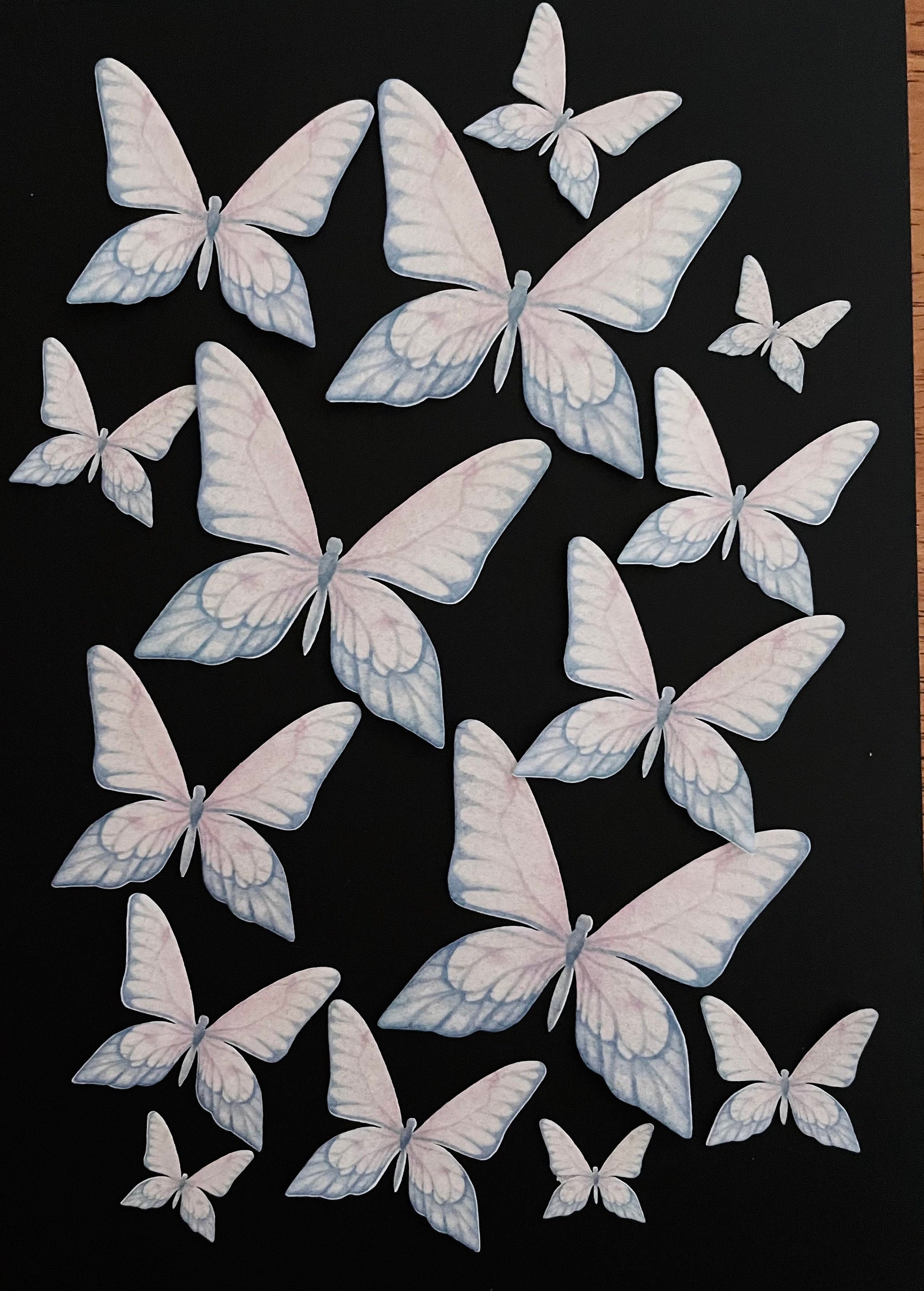 Pink and Grey Edible Pre-Cut 3D Wafer Paper Butterflies - Multi-Sized Edible Butterflies