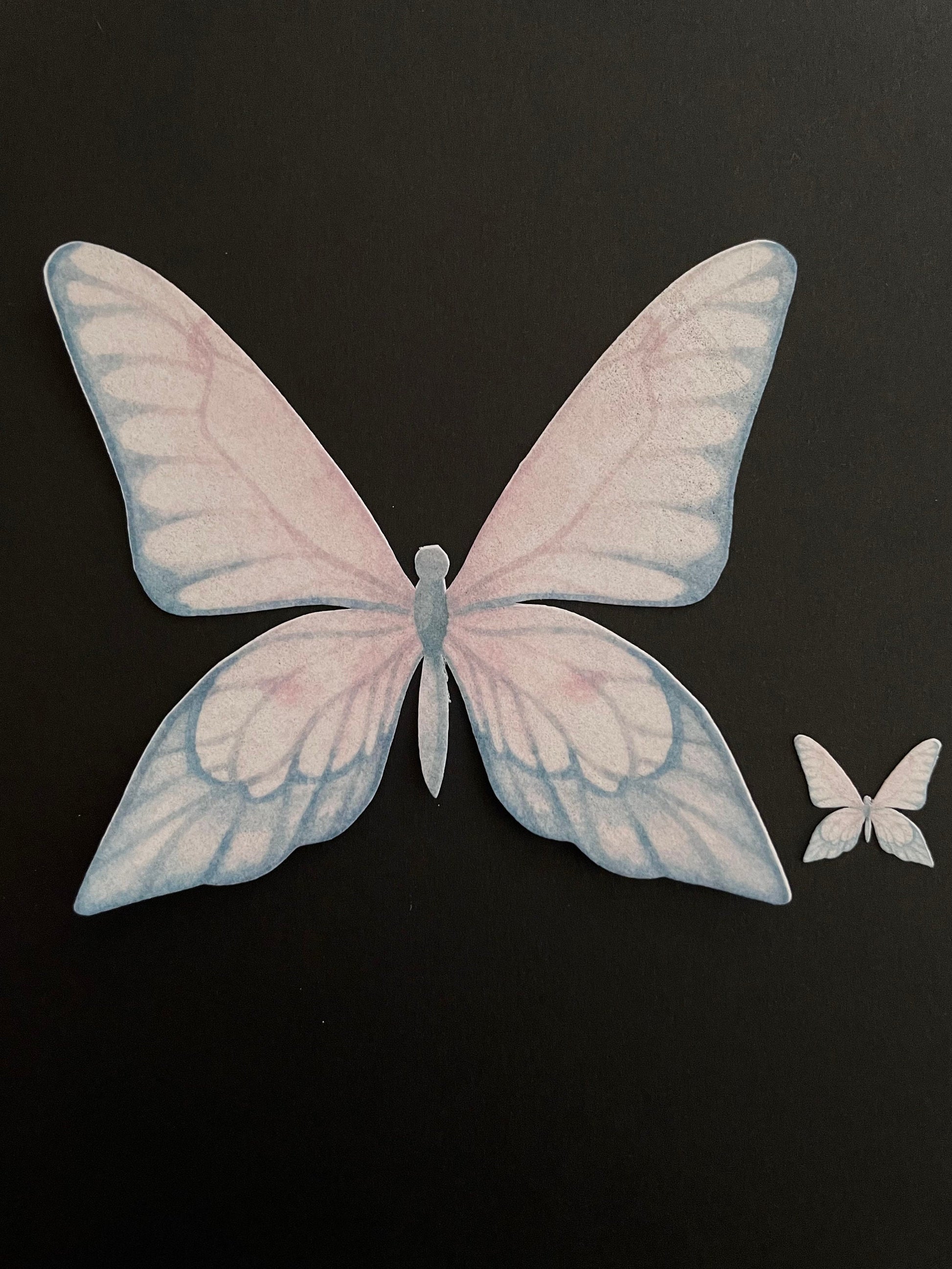 Pink and Grey Edible Pre-Cut 3D Wafer Paper Butterflies - Multi-Sized Edible Butterflies