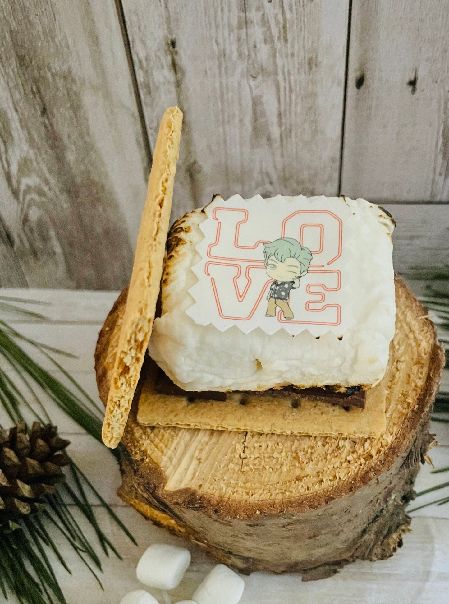 BTS Tiny Tan Love Stamp - Valentine's Day Custom Edible Drink Toppers Confetti for drinks/bakedgoods/marshmallows