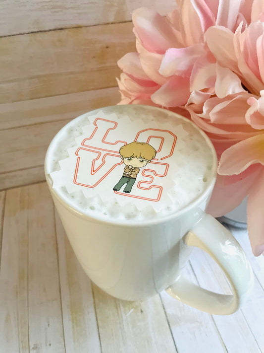 BTS Tiny Tan Love Stamp - Valentine's Day Custom Edible Drink Toppers Confetti for drinks/bakedgoods/marshmallows