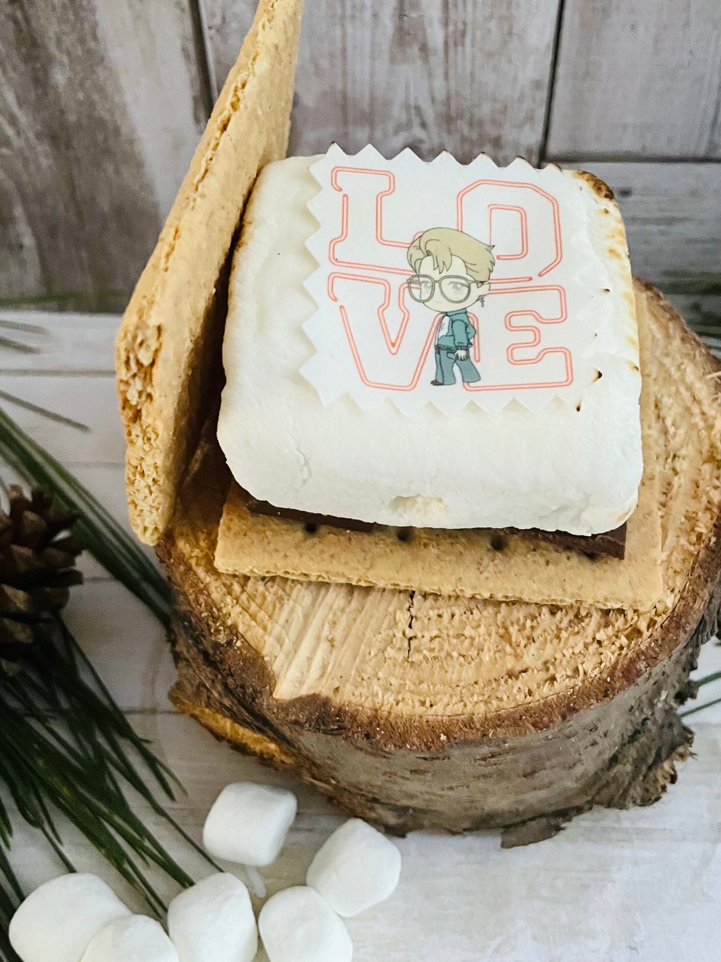 BTS Tiny Tan Love Stamp - Valentine's Day Custom Edible Drink Toppers Confetti for drinks/bakedgoods/marshmallows