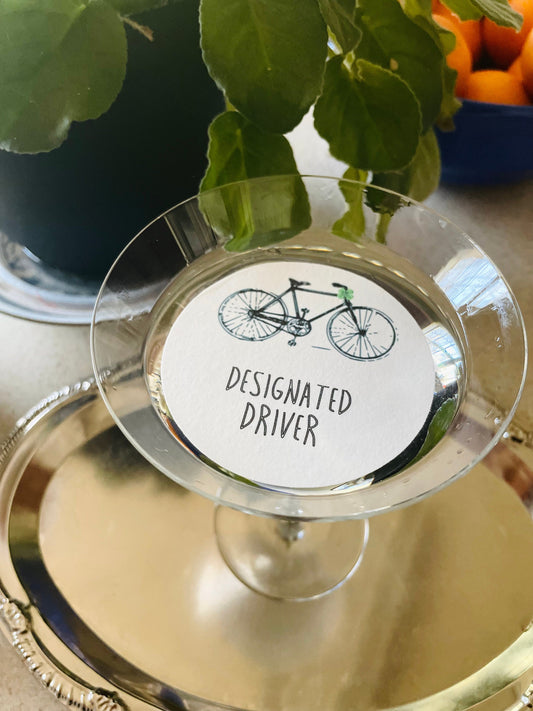 Designated Driver Whimsical Custom Edible Bar Cocktail Drink Toppers, 2 sizes