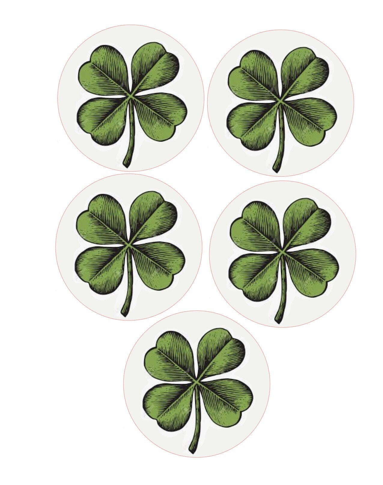 St. Patrick's Day Vintage Shamrock Custom Edible Bar Cocktail Drink Toppers, 2 sizes