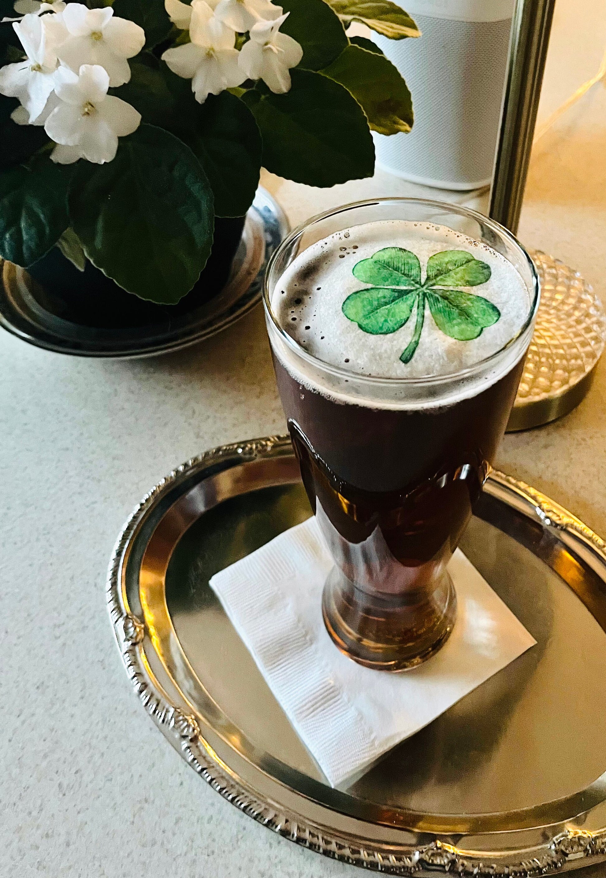 St. Patrick's Day Vintage Shamrock Custom Edible Bar Cocktail Drink Toppers, 2 sizes