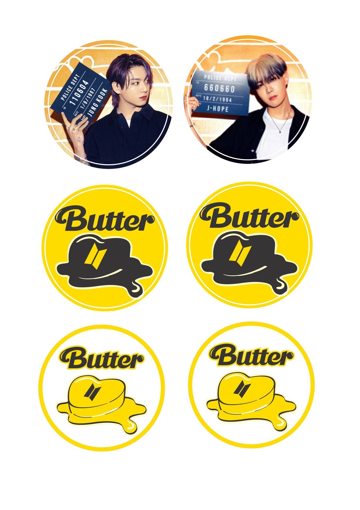 BTS Coffee-BTS BUTTER- Mugshot - Custom Edible Drink Toppers for drinks/bakedgoods/marshmallows