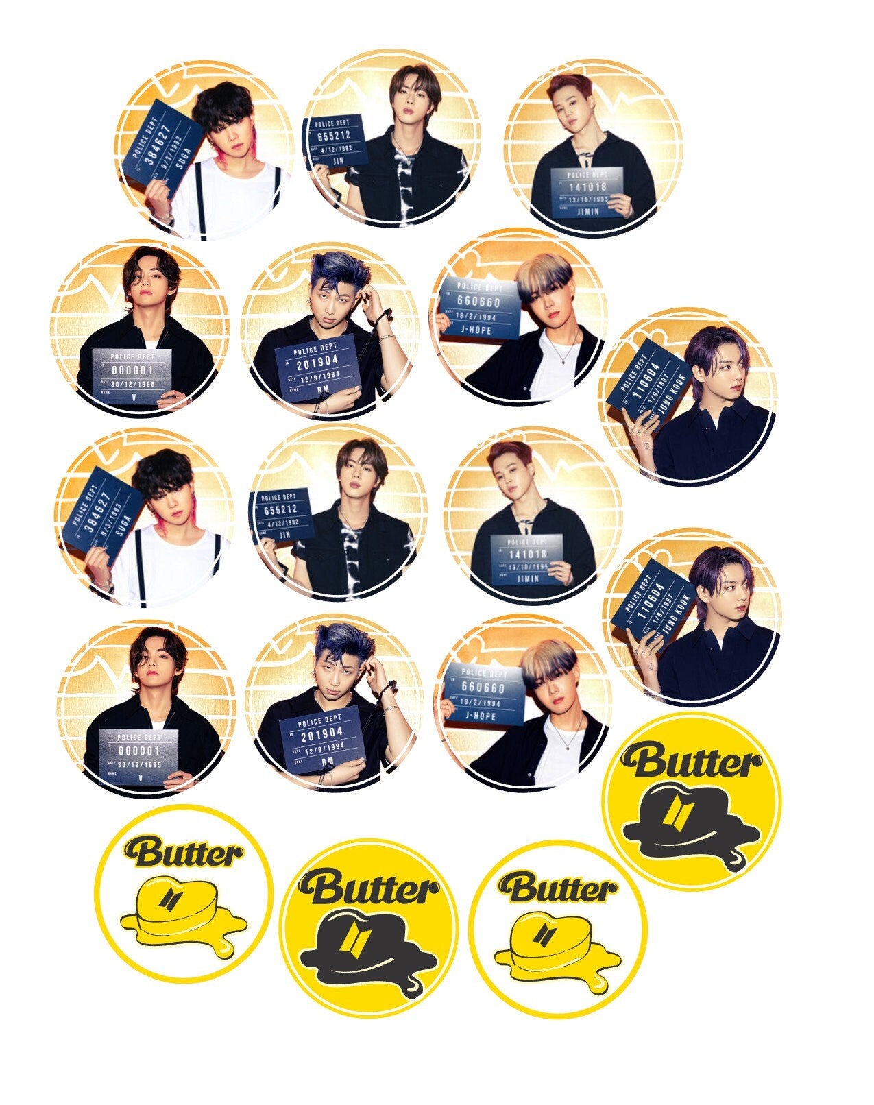 BTS Coffee-BTS BUTTER- Mugshot - Custom Edible Drink Toppers for drinks/bakedgoods/marshmallows
