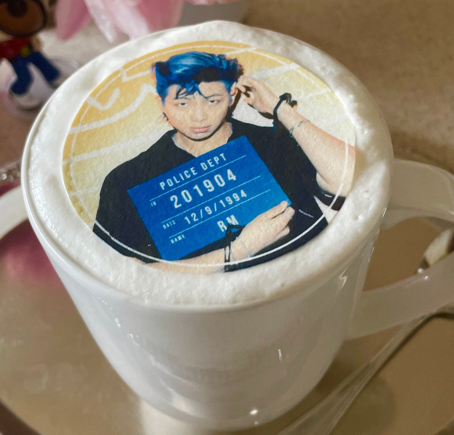 BTS Coffee-BTS BUTTER- Mugshot - Custom Edible Drink Toppers for drinks/bakedgoods/marshmallows