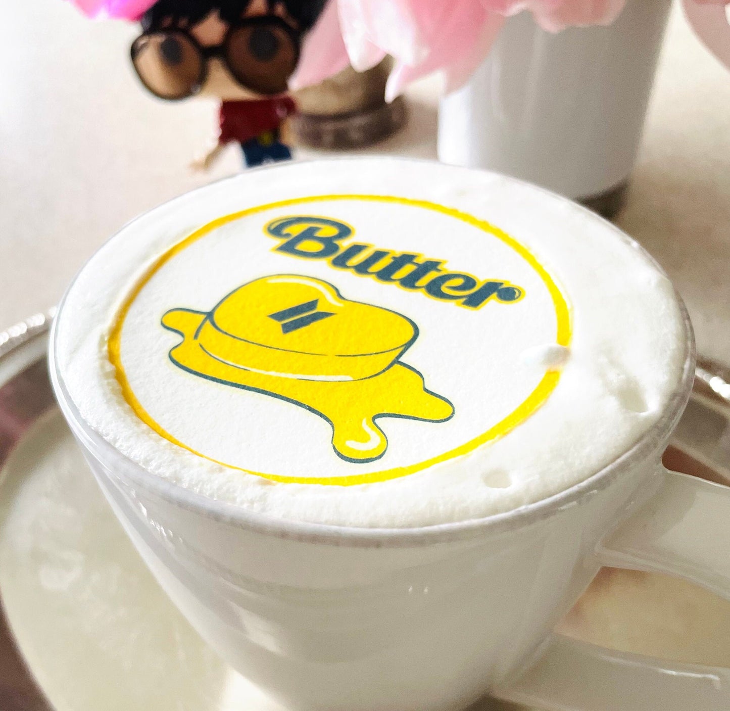 BTS Coffee -BTS BUTTER Hotter- Custom Edible Drink Toppers Confetti for drinks/bakedgoods/marshmallows