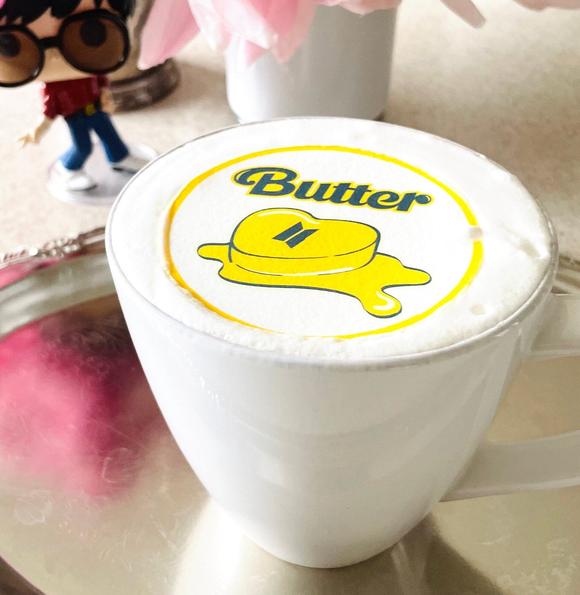 BTS Coffee-BTS BUTTER- Mugshot - Custom Edible Drink Toppers for drinks/bakedgoods/marshmallows