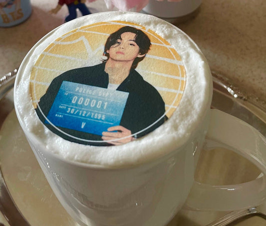 BTS Coffee-BTS BUTTER- Mugshot - Custom Edible Drink Toppers for drinks/bakedgoods/marshmallows