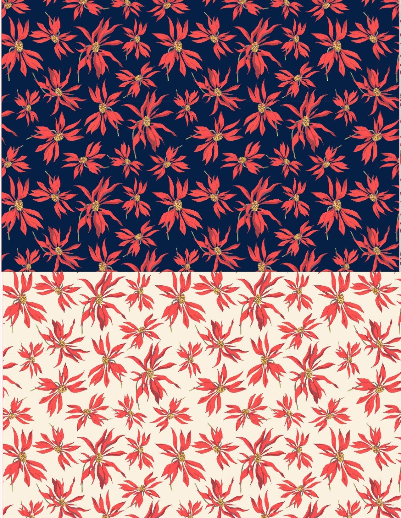 Retro Poinsettia Full Edible Printed Cake Wrap for Wedding Cake, Birthday Cake, Party Decoration, New Years