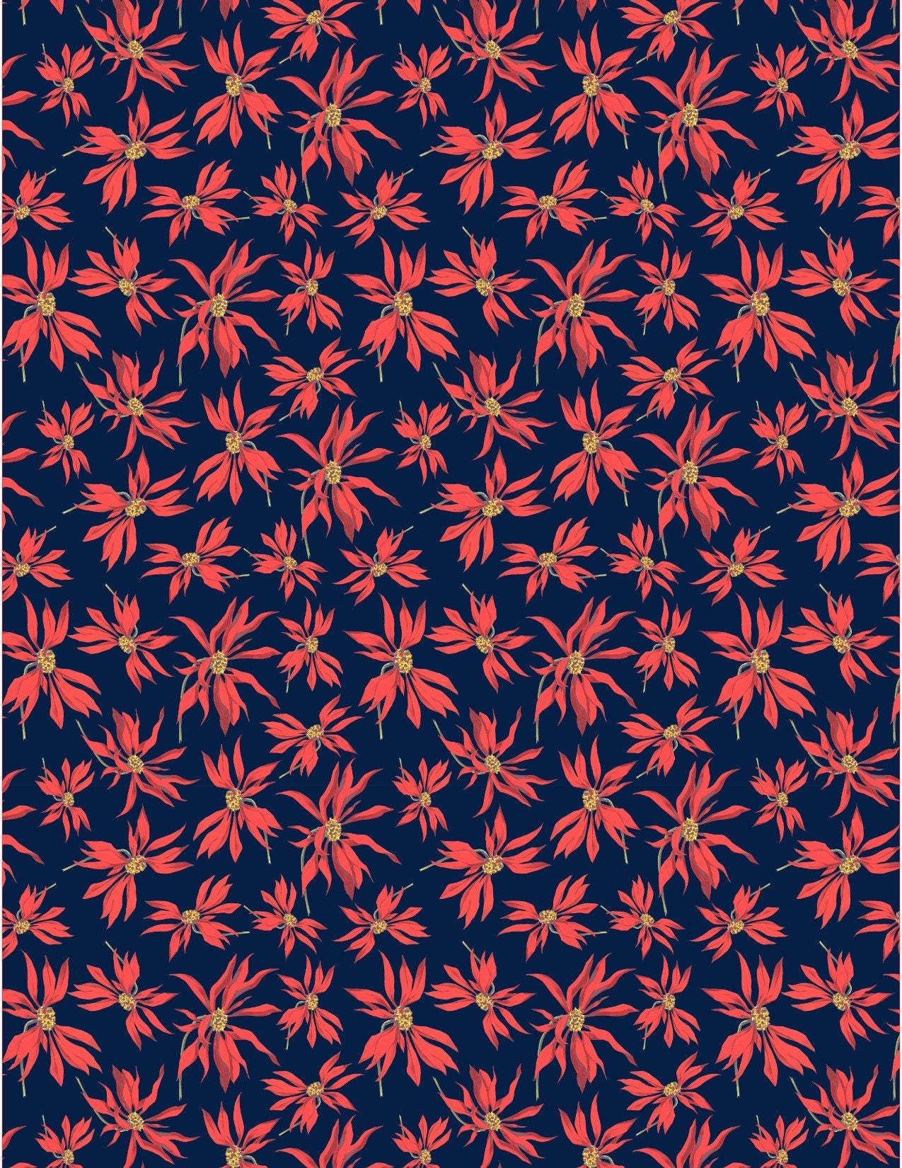 Retro Poinsettia Full Edible Printed Cake Wrap for Wedding Cake, Birthday Cake, Party Decoration, New Years