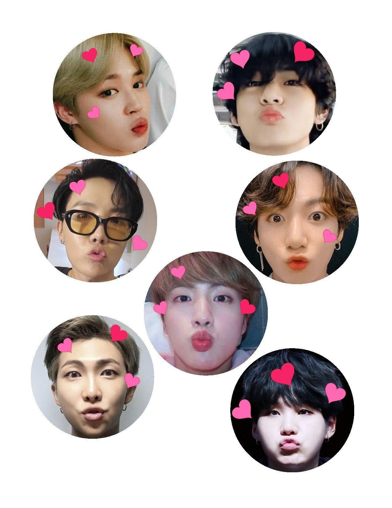 BTS Valentines Kiss Edible Drink/Dessert Topper Icing sheet Wafer paper