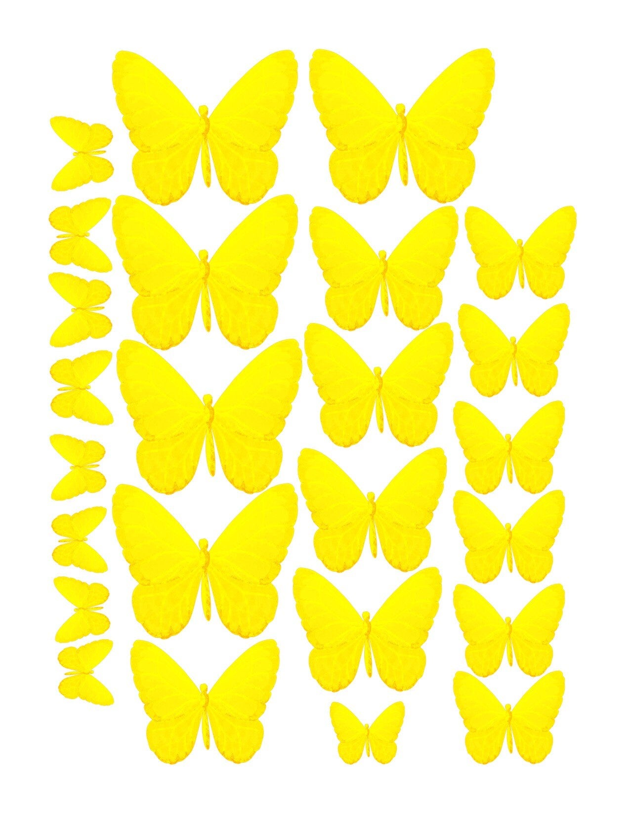 Lemon Yellow Edible Pre-Cut 3D Wafer Paper Butterflies - Multi-Sized Edible Butterflies Butterflies for cakes