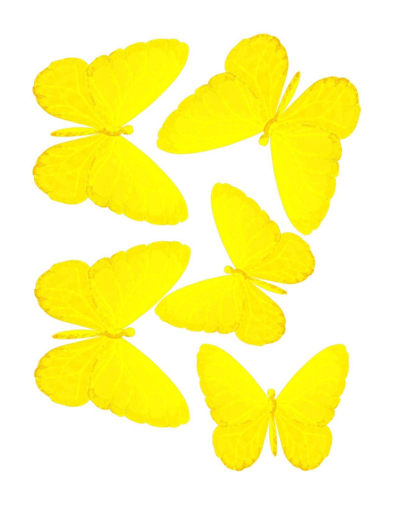 Lemon Yellow Edible Pre-Cut 3D Wafer Paper Butterflies - Multi-Sized Edible Butterflies Butterflies for cakes